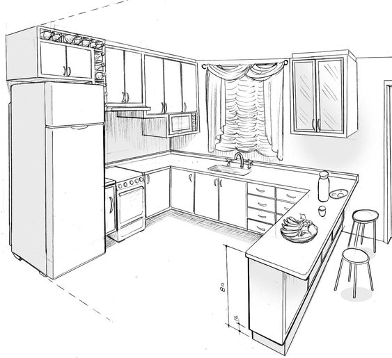 Planejamento de uma cozinha organizada com os móveis