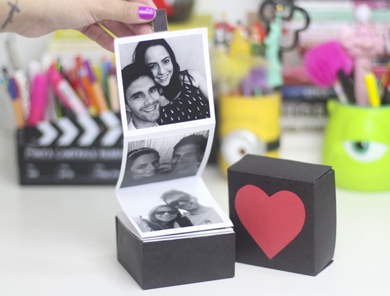 caixa romantica com fotos e mensagens - ideia de presente para o dia dos namorados