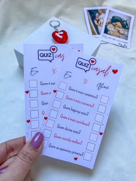 Quiz de casal romântica - inspiração de presente simples e barato de dia dos namorados