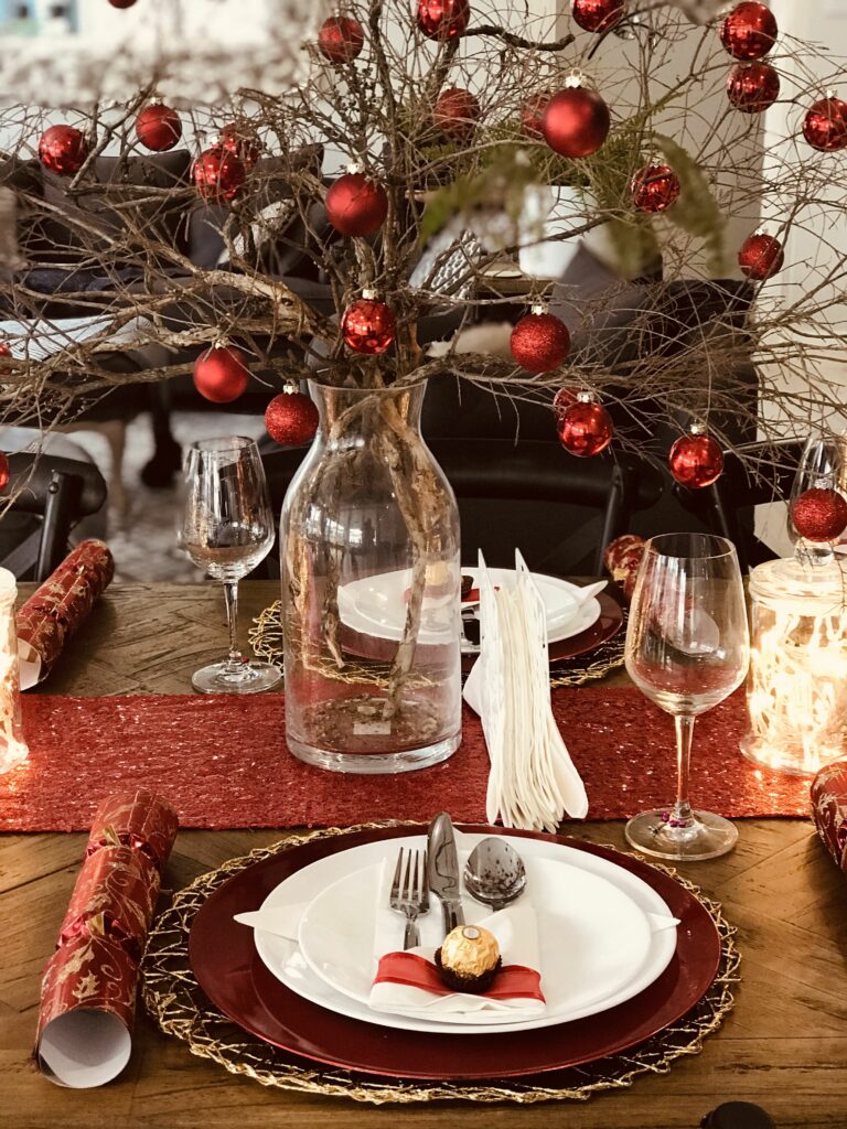 mesa de natal estilo rústica